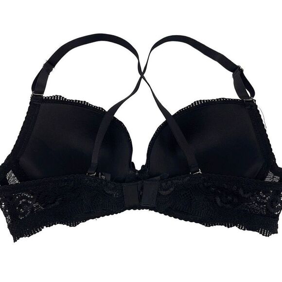 Womens Underwired‎ Bra Lace Crisscross Back Padded Cup Black Size 34B - Picture 2 of 4